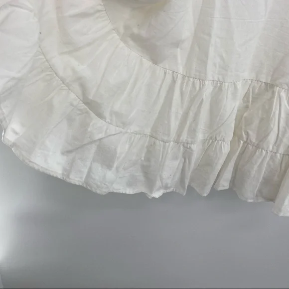 Aqua NWT Ruffled Strap Mini Dress Sleeveless Smocked Linen Blend White Large New - Picture 6 of 13